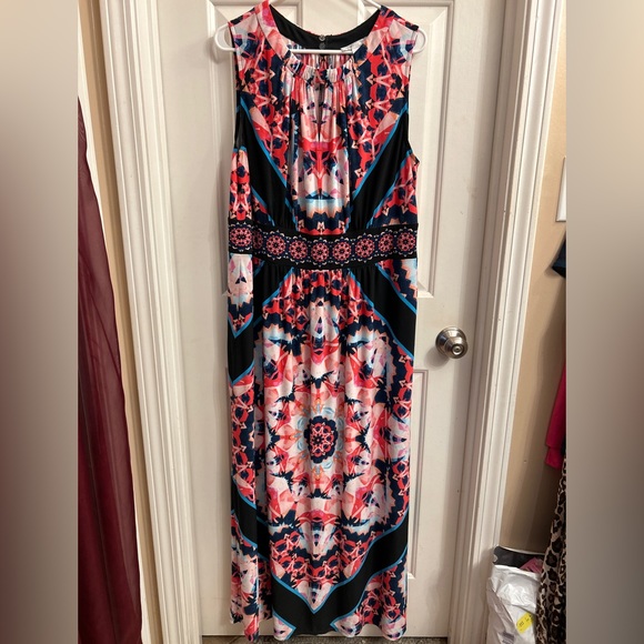 London Times Dresses & Skirts - London Times Woman Karina sleeveless knit blue/coral bohemian column maxi dress